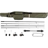 Mitchell GT Pro Carp Fishing Set, 2 Rods & Reels Combo with Pre-Spooled Line, Adjustable Rod Holder,...