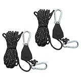 2Pcs Reflective Tent Guy Ropes,4m Tent Camping Cord with Pulley,4mm Cord Ratchet Rope Adjustable...