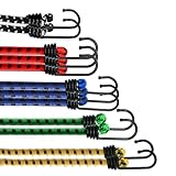 ANSIO Bungee Cords with Hooks Assorted Pack of 12 Elastic Bungee Straps – UV-Resistant Ideal for...